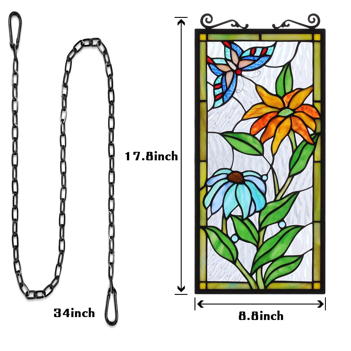Kleeglee Stained Glass Window Hangings - Large Handmade Suncatcher Panels for Home Decor, Church & Wedding Decorations - Beautiful Rainbow Light Catchers for Windows, Doors & Indoor Spaces