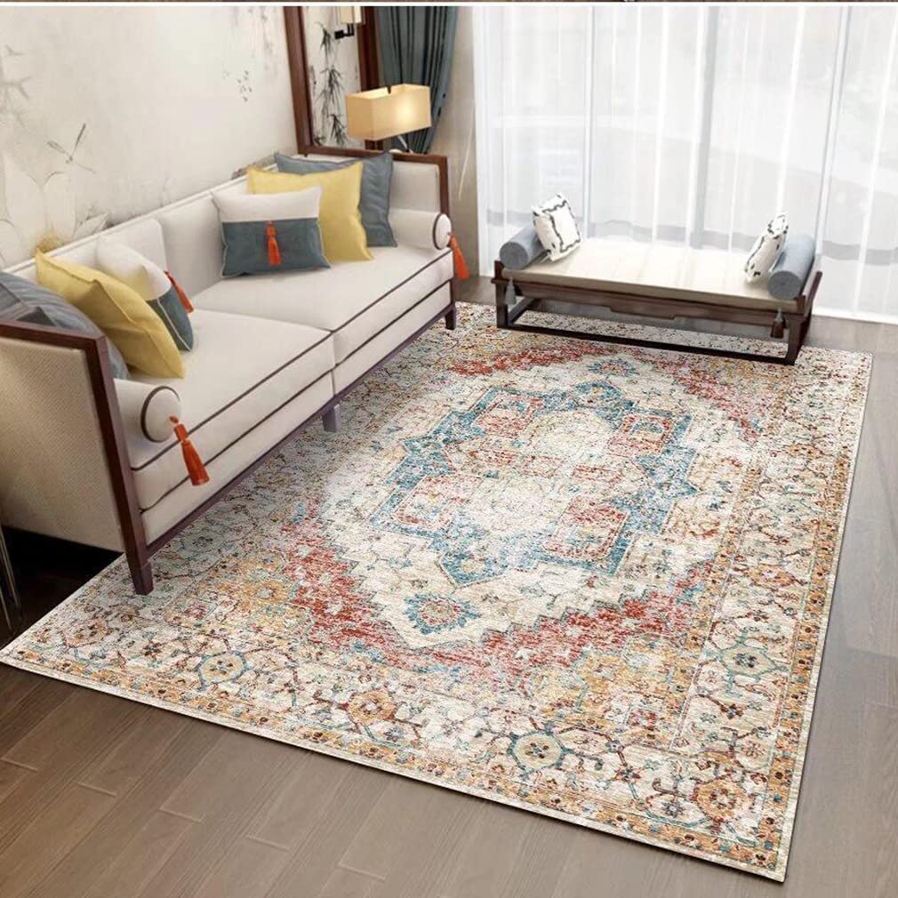 Premium Ultra Soft Cozy Lamb Velvet Persian Area Rug - 5'x6.5' Luxury Indoor/Outdoor Carpet for Living Room, Bedroom, Bathroom & Entryway - Bohemian Distressed Runner Rug with Non-Slip Backing - Perfect for Home Décor, Yoga Space & Pet-Friendly Areas