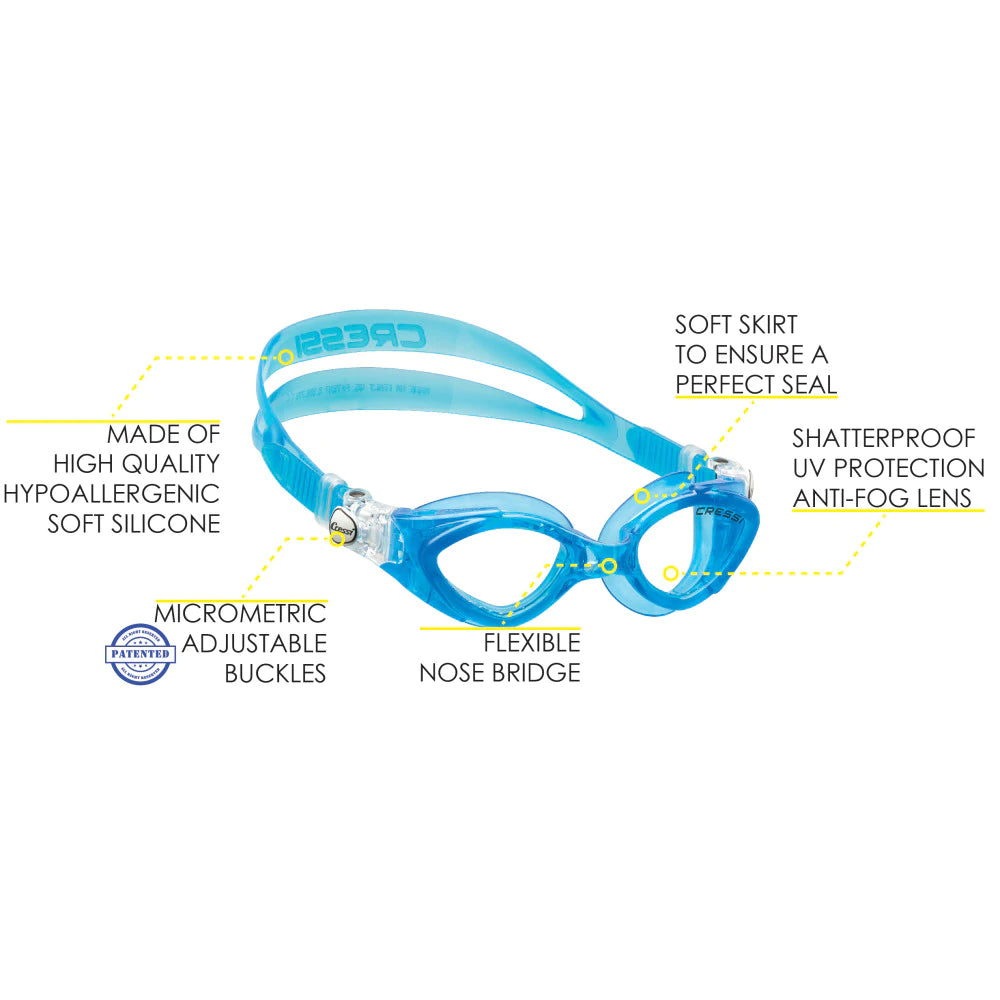 Cressi King Crab Light Blue Snorkeling Mask - Comfortable & Durable for Scuba Diving, Snorkeling, and Underwater Adventures