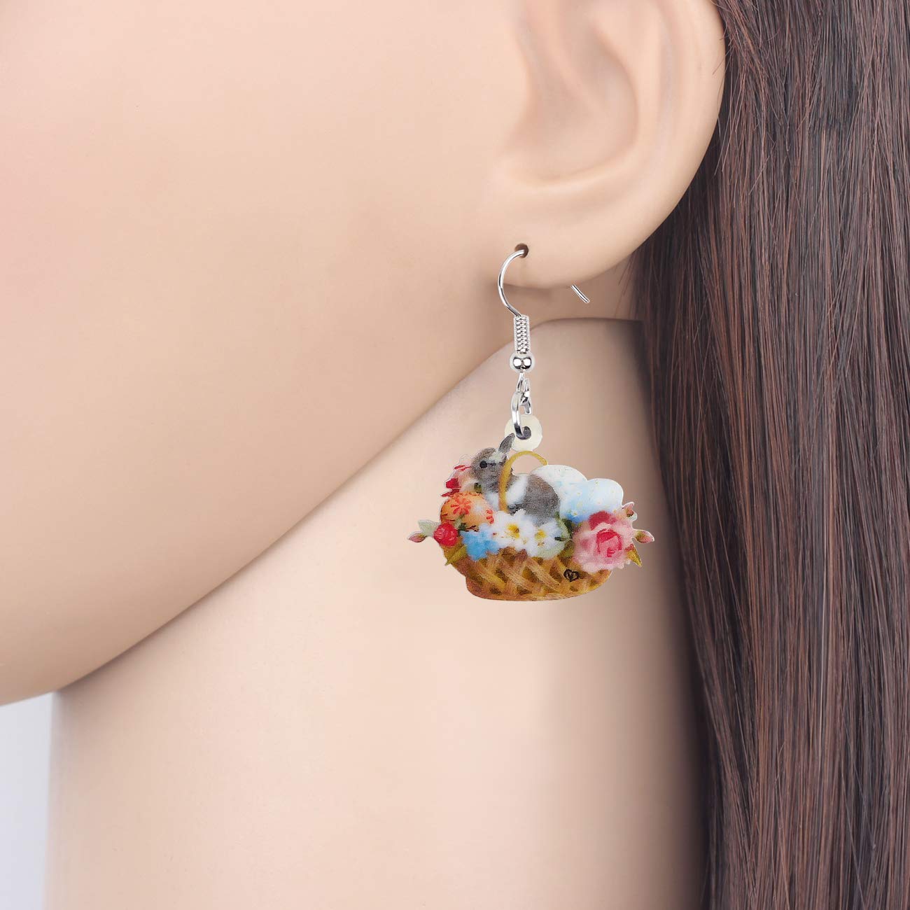 Doway Acrylic Easter Bunny Rabbit Earrings - Cute Drop Dangle Jewelry Gifts for Women & Girls - Funny Party Accessories for Easter Celebrations, Spring Festivals & Costume Parties