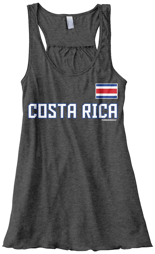 Threadrock Women's Costa Rica National Pride Flowy Racerback Tank Top - Lightweight Breathable Summer Workout & Beach Vacation Tank Top