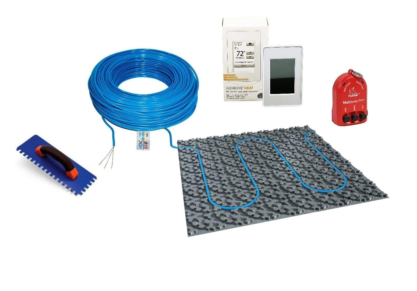 ARDEX FLEXBONE 122 Sqft Electric Radiant Floor Heating System Kit - 240V with UH 910-122 Heating Cable, UH 930 Wi-Fi Smart Thermostat & Installation Tools for Bathroom, Kitchen & Basement Floor Warming