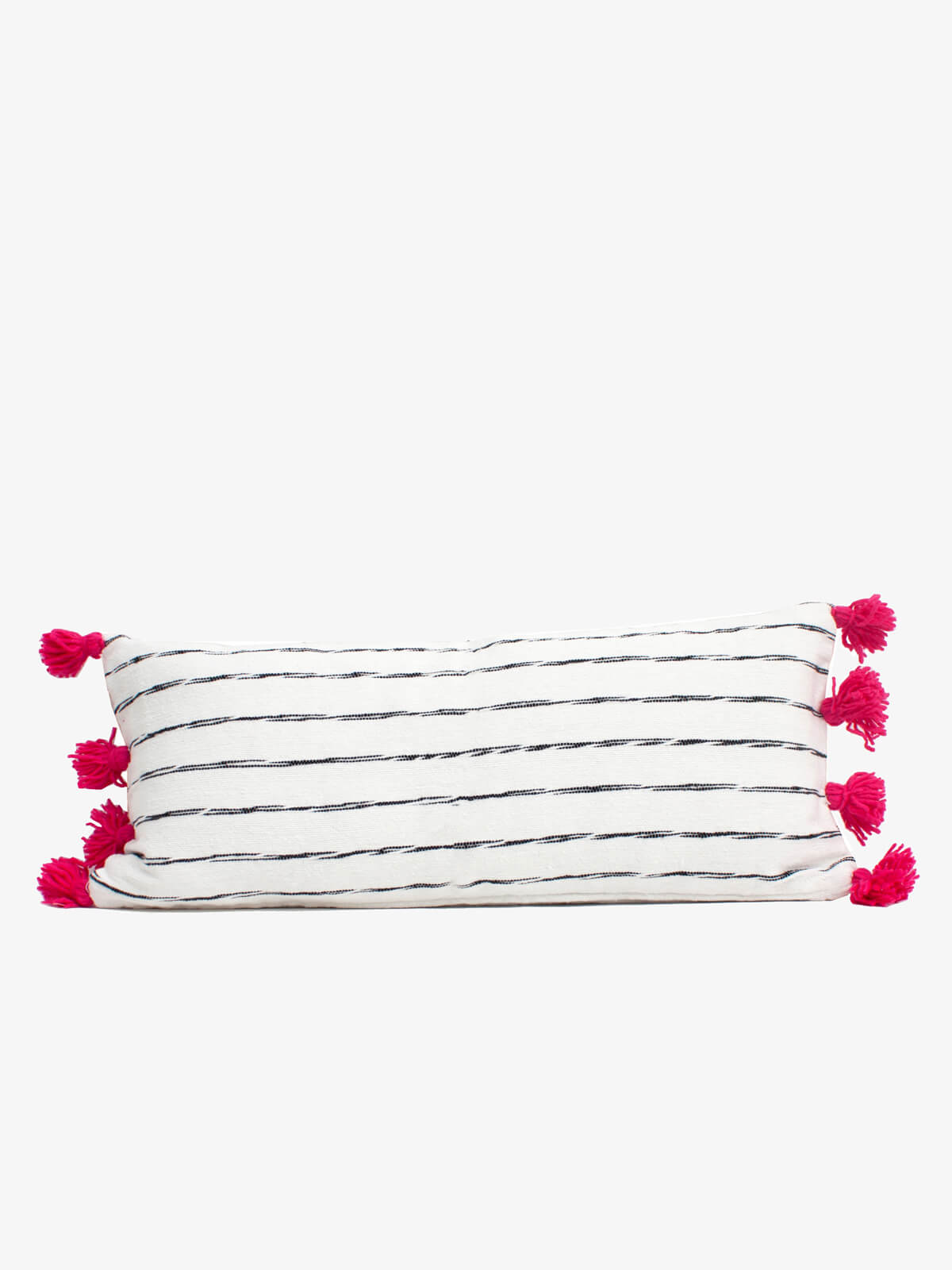 White Cotton Scribble Stripe Rectangle Cushion Cover - Pink Decorative Pillow Case for Sofa, Bed, Chair - Home Decor & Living Room Accessories