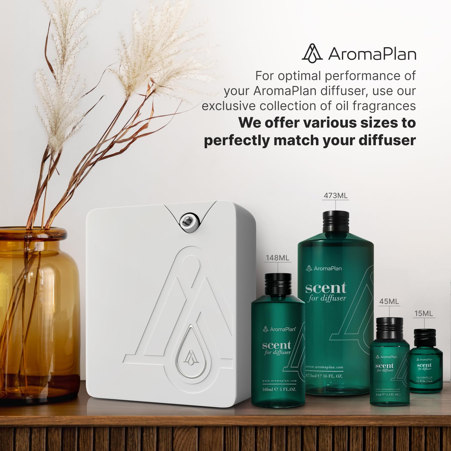 AromaPlan Bluetooth Smart Scent Diffuser for Home, Hotel, Spa & Office - Wireless Air Freshener with Cold Mist Technology, Waterless Whole House Fragrance Dispenser (White) - Perfect for Aromatherapy, Relaxation & Creating Inviting Spaces