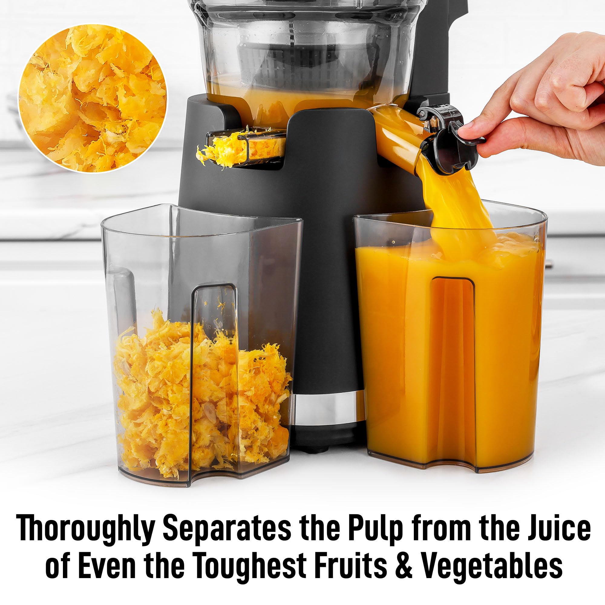 Zulay Premium Cold Press Juicer - High Yield Slow Masticating Juicer with Quiet Motor & Reverse Function - Wide Feed Chute for Fruits & Vegetables - Perfect for Healthy Juicing, Detox Drinks & Homemade Baby Food