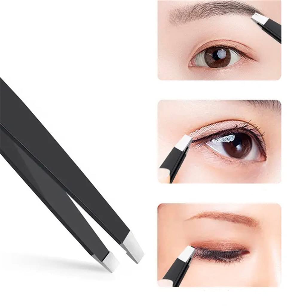 Professional Stainless Steel Eyelash Tweezers for Lash Extensions & Eyebrow Shaping - Precise Hair Removal Tool (Perfect for Salon, Home Use & Travel)