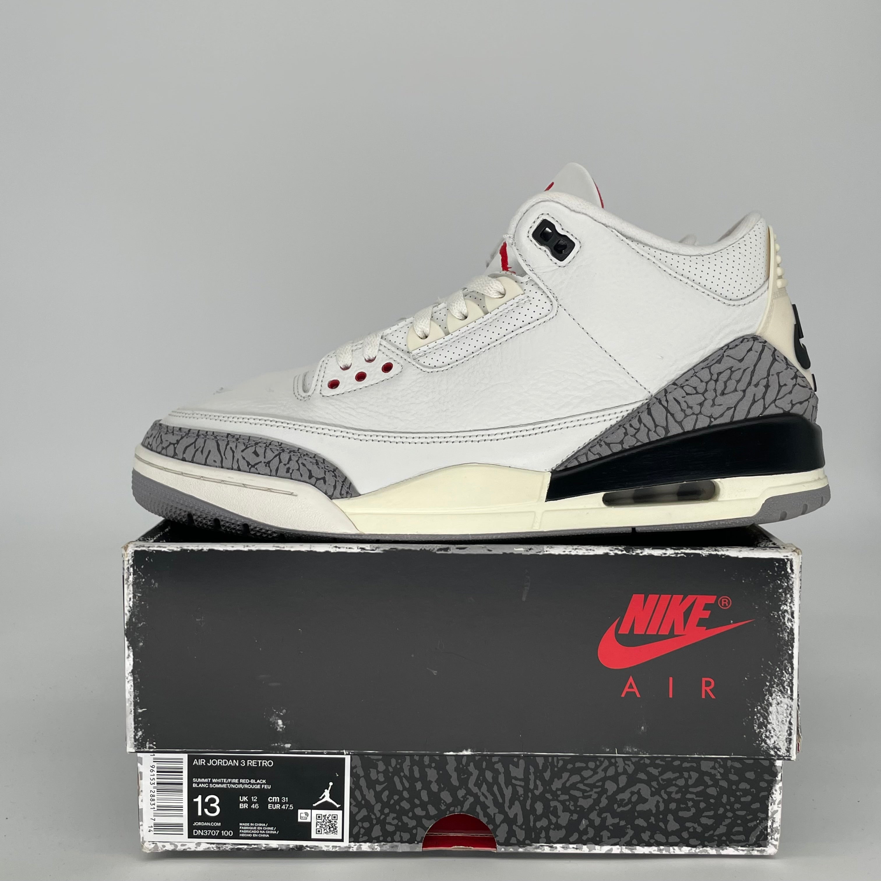 Original Air Jordan 3 White Cement Reimagined Men's Basketball Shoes Size 13 DN3707 - Retro Sneakers for Casual Wear, Street Fashion & Sneaker Collectors