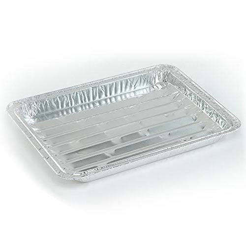 36 Pack Disposable Aluminum Broiler Pans with Ridges - 13.5