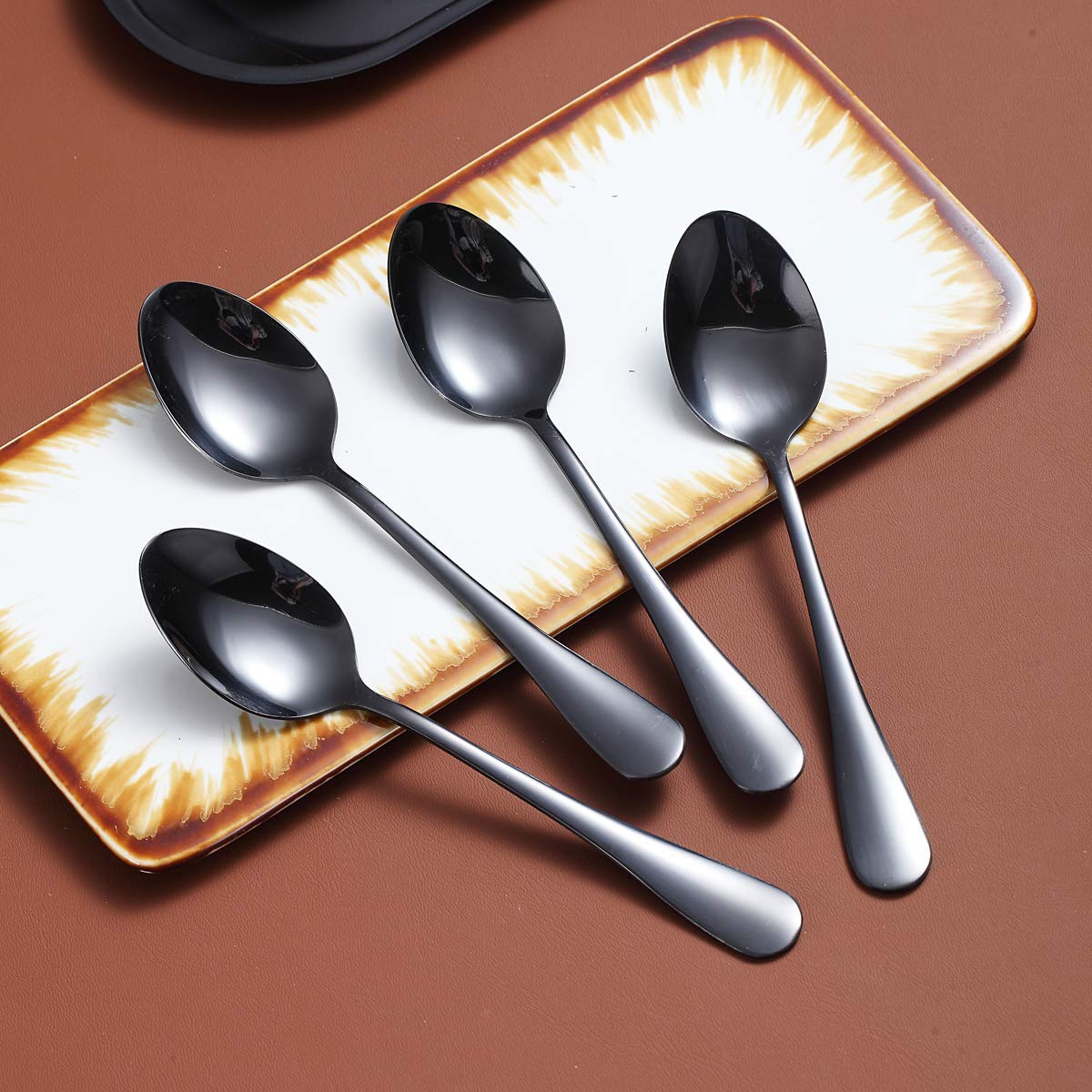 Premium Black Teaspoons Set of 4 - 6.5