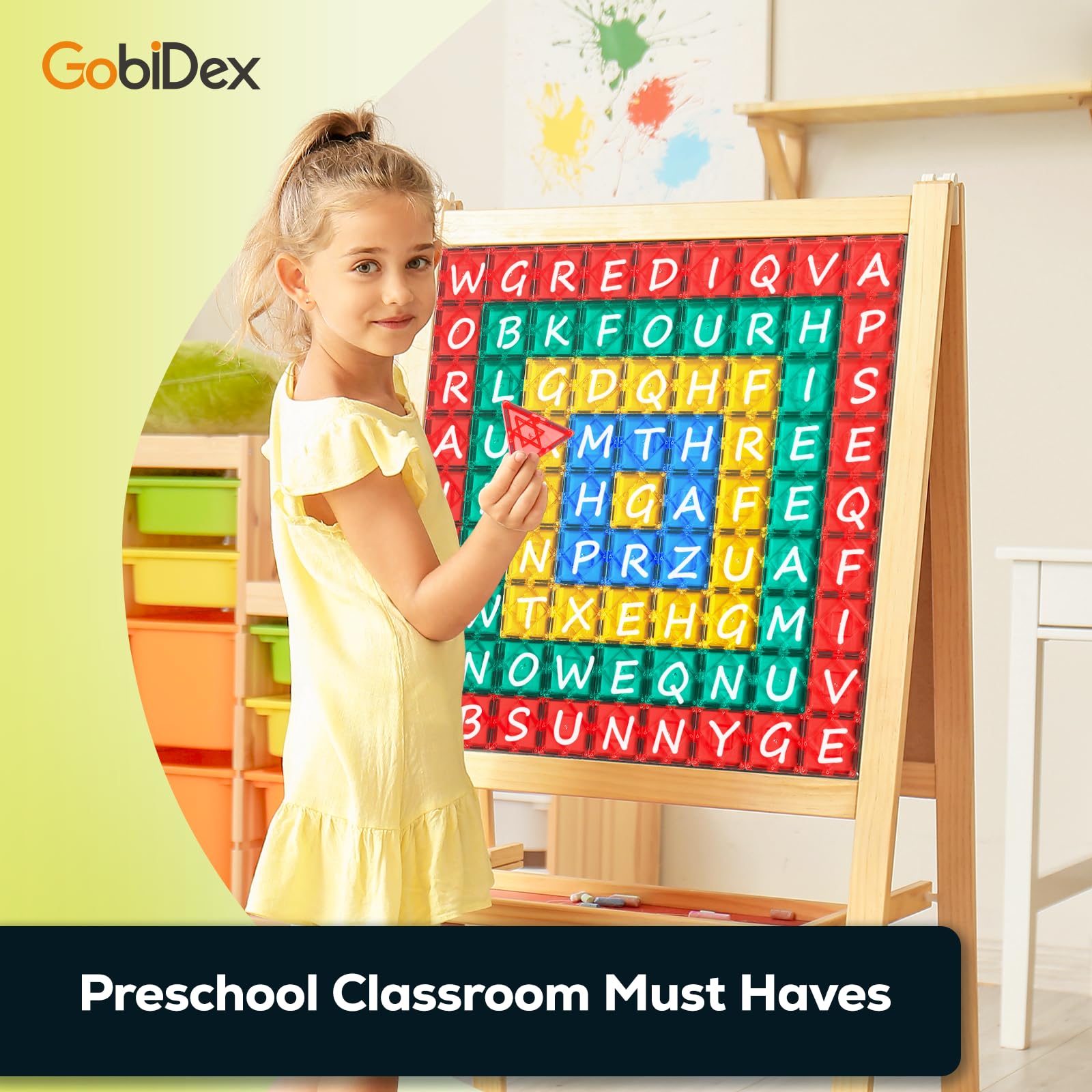 GobiDex 52PCS Magnetic Tiles Building Blocks - STEM Educational Toys for Kids Ages 3+, Montessori Learning Toys for Toddlers, Perfect Birthday Gift for Boys & Girls | Creative Play, Classroom Activities, Home Learning