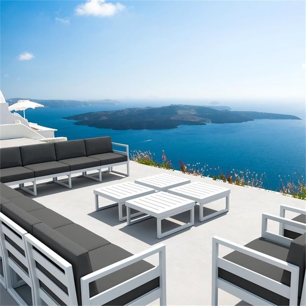 Modern White Mykonos Square Coffee Table - Stylish Living Room Centerpiece for Home Decor & Small Spaces