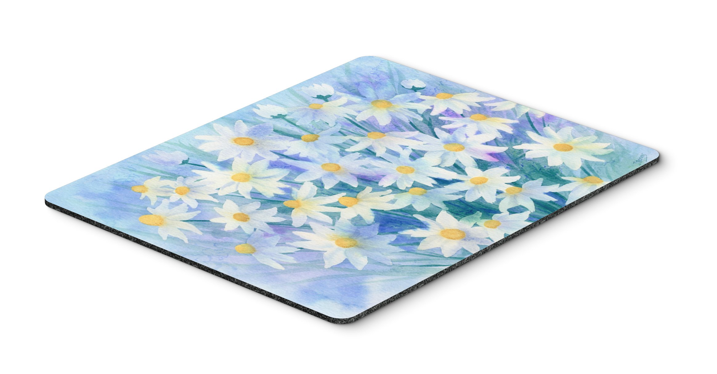 Caroline's Treasures IBD0255MP Daisy Mouse Pad - Large Washable Non-Slip Desk Mat for Home Office, Gaming & Computer Work | Hot Pad & Trivet for Kitchen Use | Light & Airy Floral Design