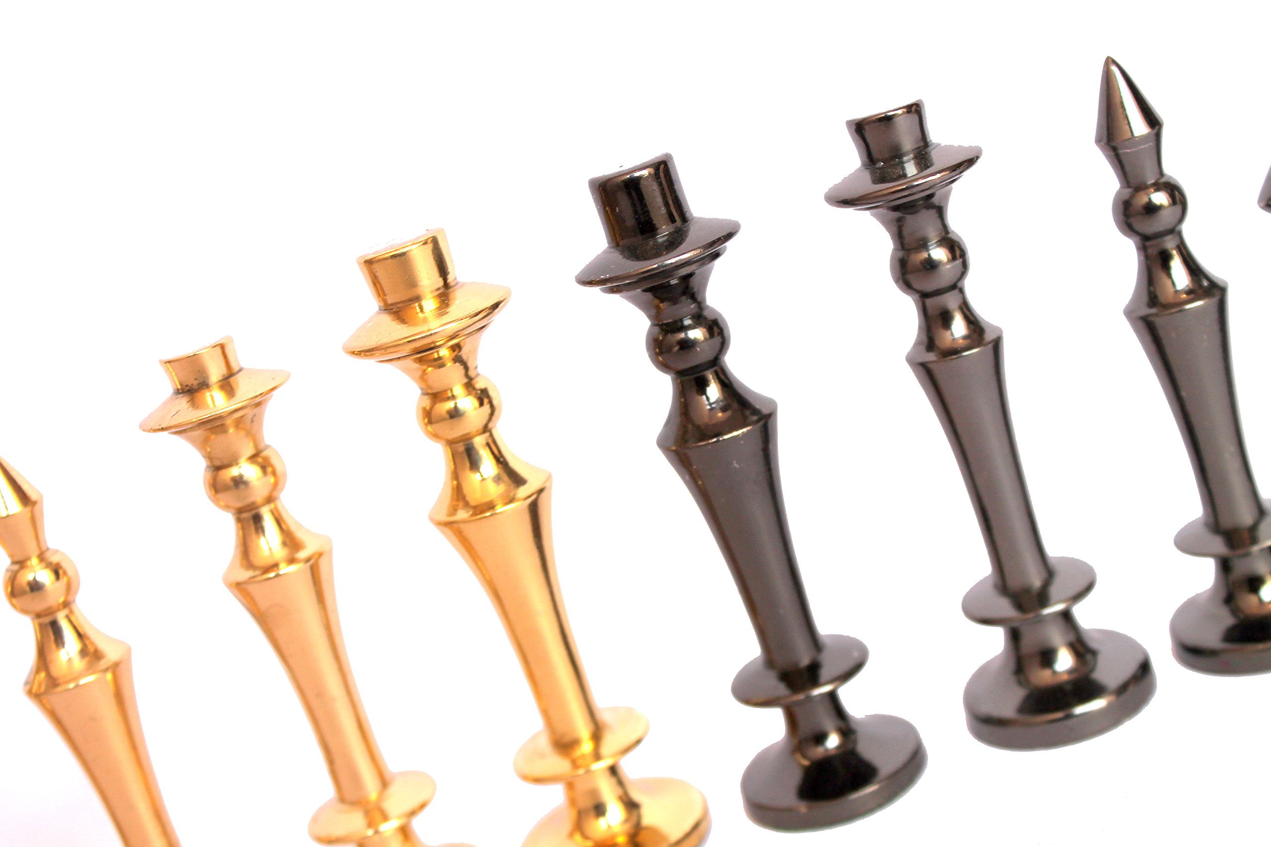Premium White & Black Marble Chess Set with Brass Pieces - 15