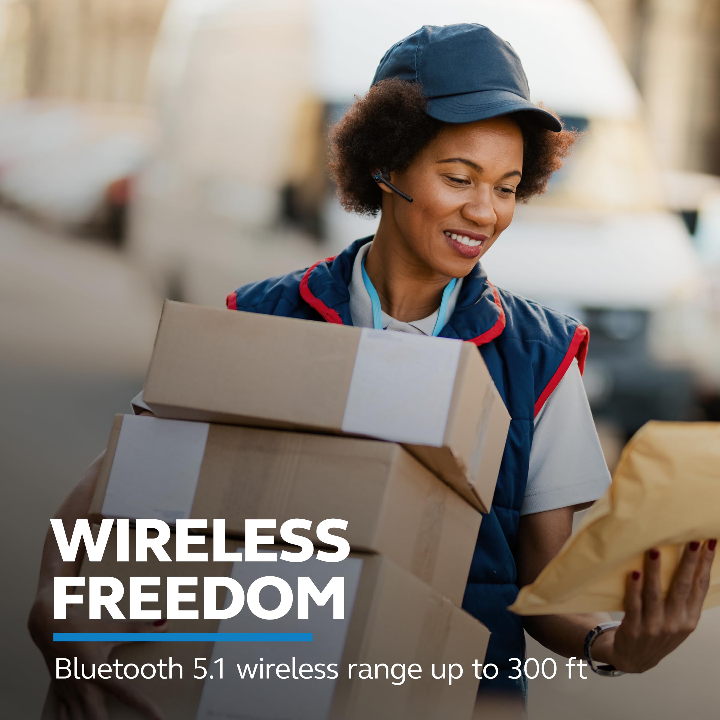 BlueParrott M300-XT SE Mono Bluetooth Wireless Headset with 80% Noise Cancellation - IP54 Water & Dust Resistant, 14-Hour Talk Time - Ideal for Truckers, Delivery Drivers & Mobile Professionals (Black) | Perfect for Hands-Free Calls in Noisy Work Environments