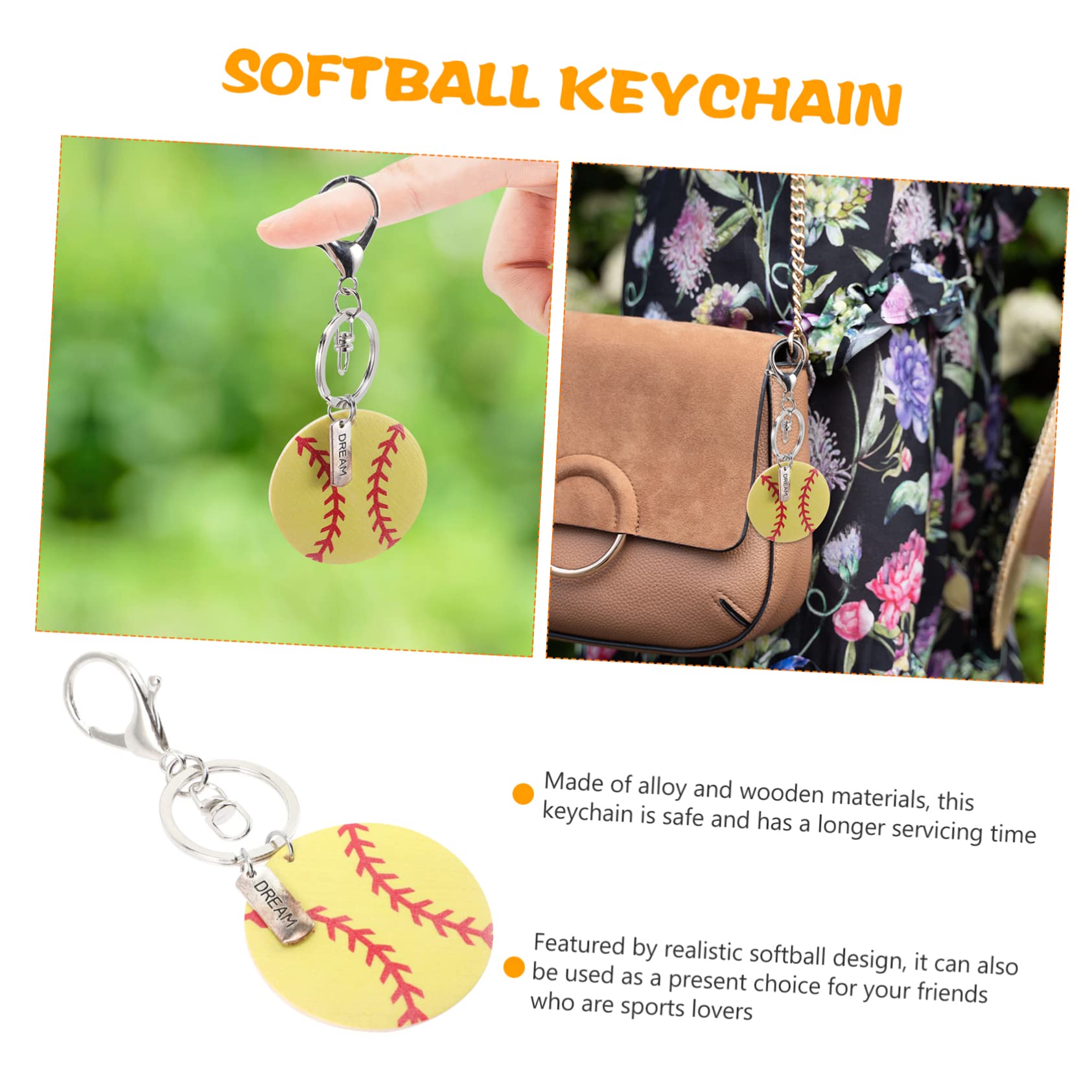 BelliFFY 3 Pack Mini Softball Keychains - Wood & Alloy Keychain Pendants for Boys, Sports Enthusiasts - Lightweight Compact Keyrings for Backpacks, Gifts & Party Favors - Perfect for Baseball Games, Team Events & School Accessories