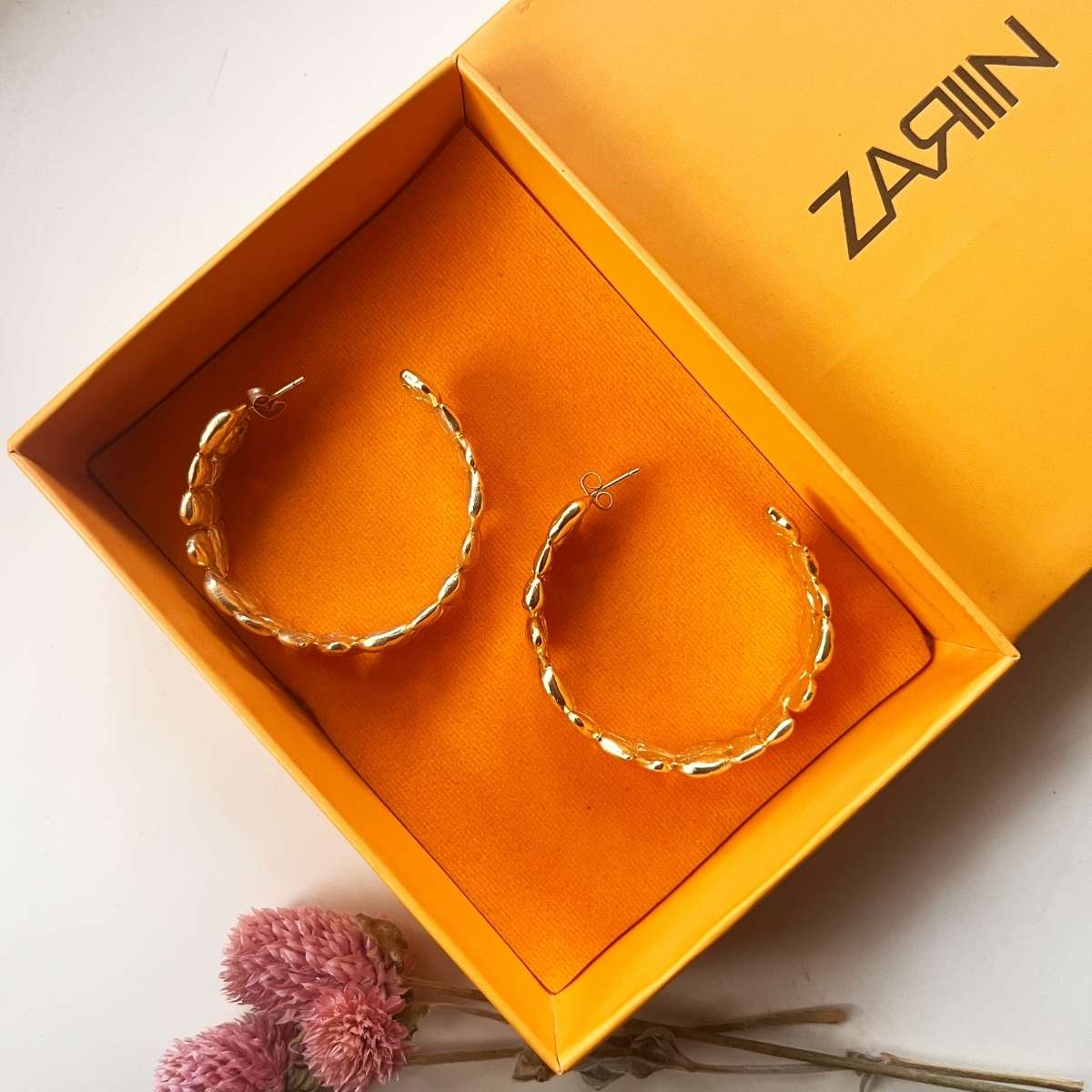 14K Gold Plated Hoop Earrings for Women - Chunky Gold Nugget Drop Earrings - Trendy Statement Jewelry for Parties, Weddings & Everyday Wear