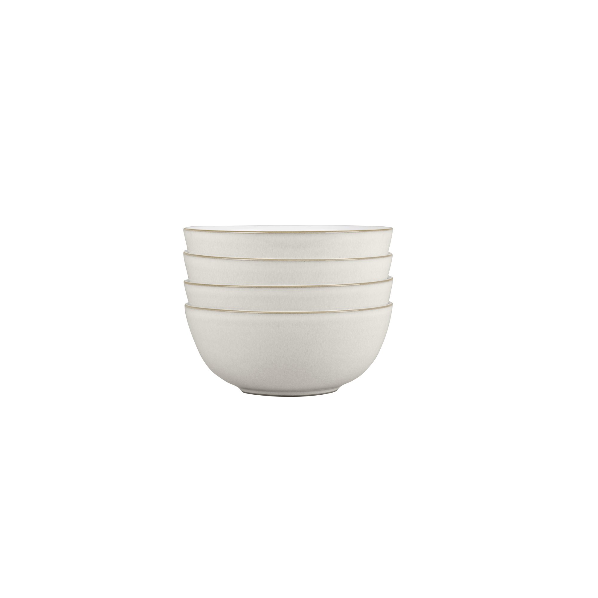Denby Natural Canvas 4-Piece Cereal Bowl Set - 730ml Beige White Glaze Stoneware Bowls, Microwave & Dishwasher Safe, Chip & Crack Resistant - Perfect for Breakfast Cereal, Soup, Salad & Dessert Serving