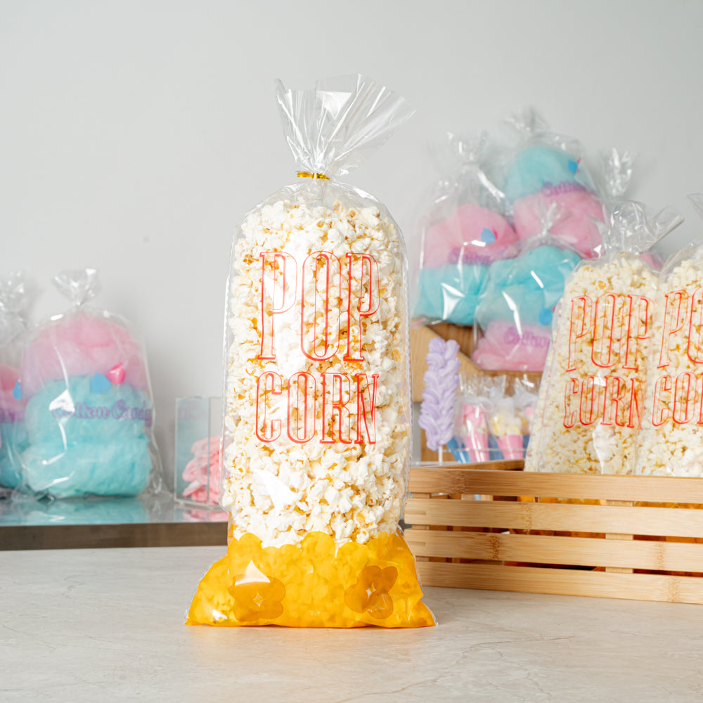 Clear Plastic Popcorn Bags 17x7 Inches - 100 Count Box | Perfect for Movie Nights, Concessions & Party Snacks