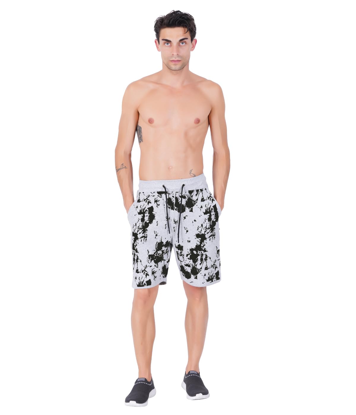 Hotfits Men's Casual Printed Cotton Elastic Waist Shorts - Breathable Workout Running Shorts with Pockets for Gym, Jogging & Summer Outdoor Activities