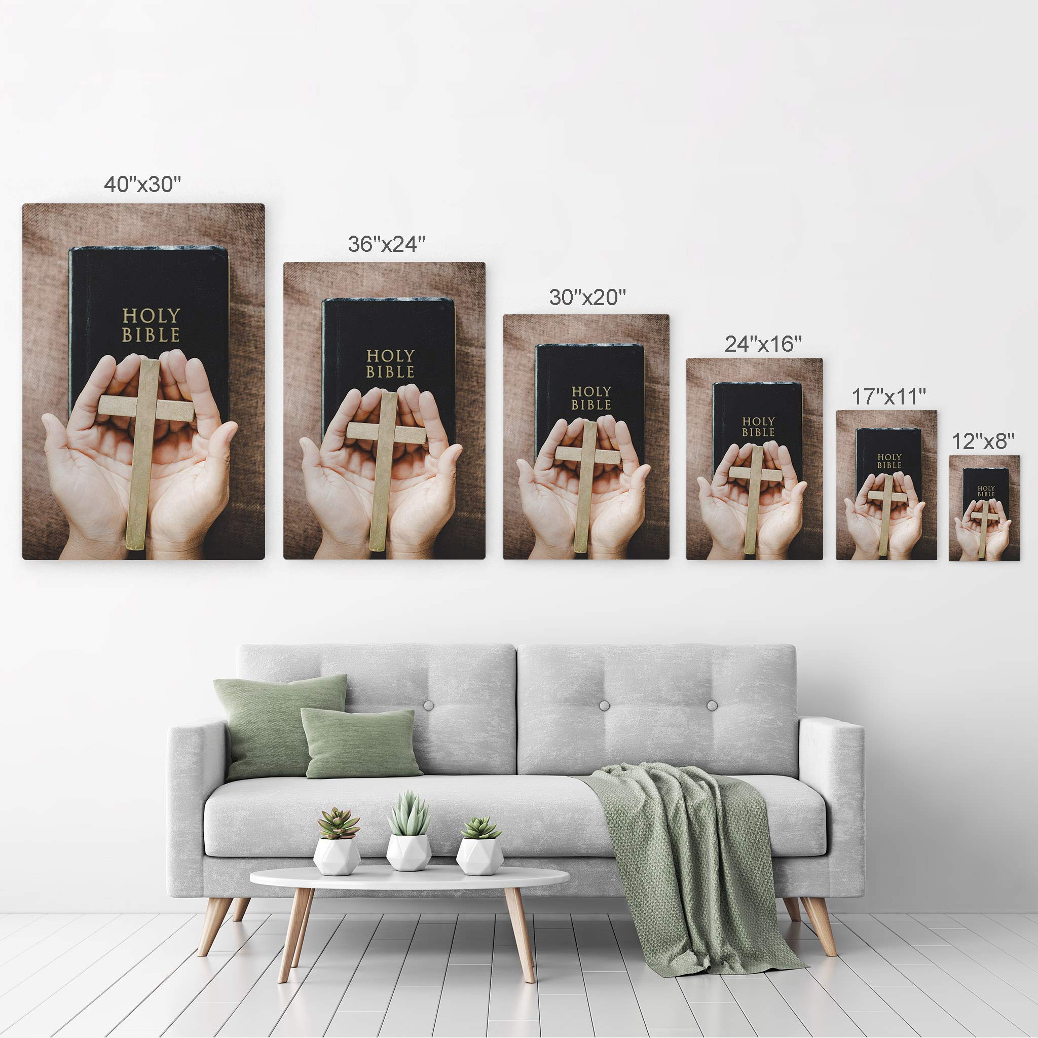 Christian Metal Wall Art - Holy Bible and Cross Religious Decor for Living Room, Bedroom, Office - Ready to Hang 36x24 - Perfect Gift for Faithful Home & Church Decorations