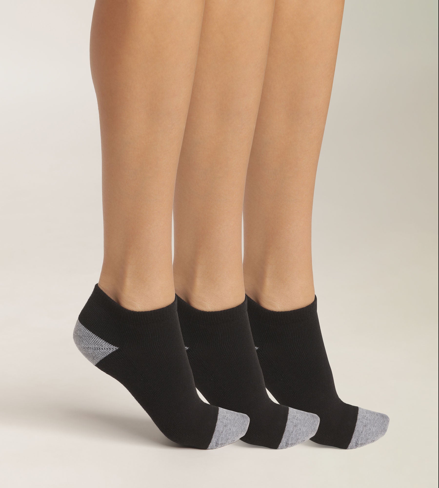 3 Pairs Women's Cotton Socks - Black & Gray EcoDim Sport Socks for Running, Yoga & Everyday Comfort
