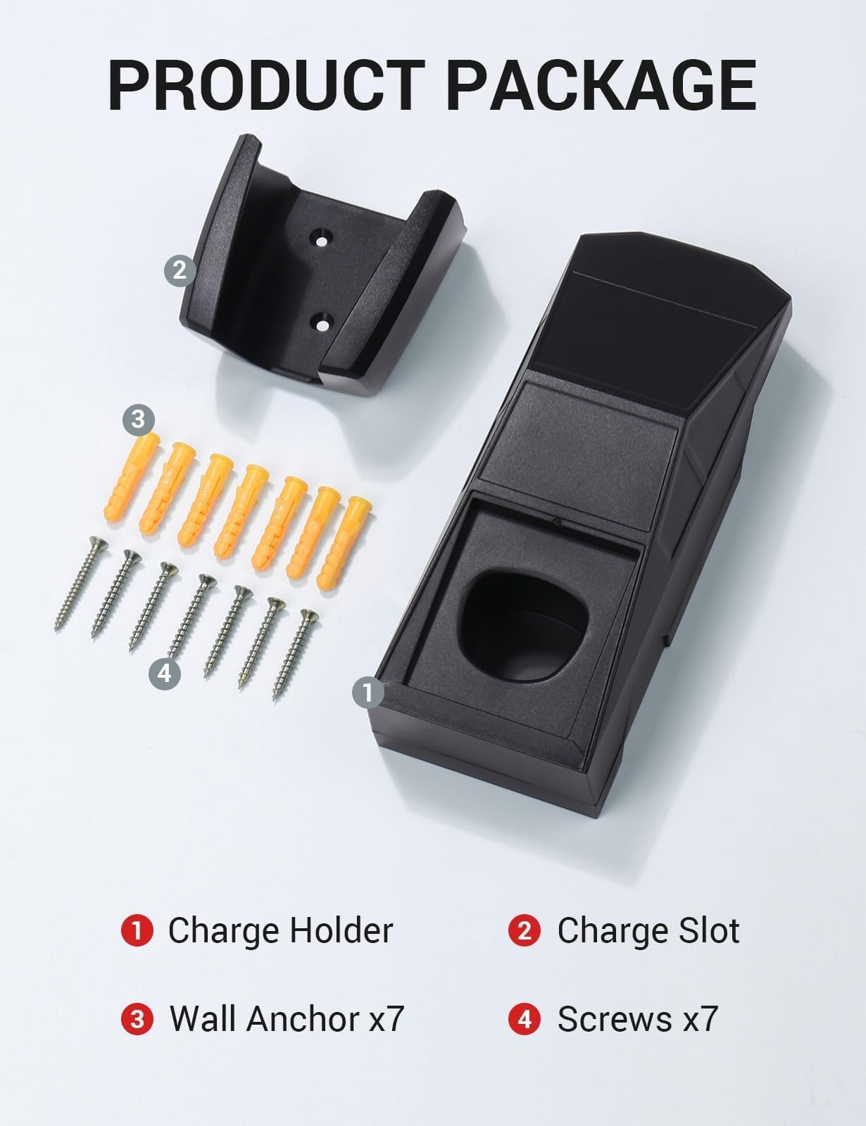 BASENOR Tesla Wall Mount Charger Holder & Cable Organizer for Model 3/Y/S/X & Cybertruck - Includes Chassis Bracket (CA300, Black) - Perfect for Home Garage & Travel Charging Organization