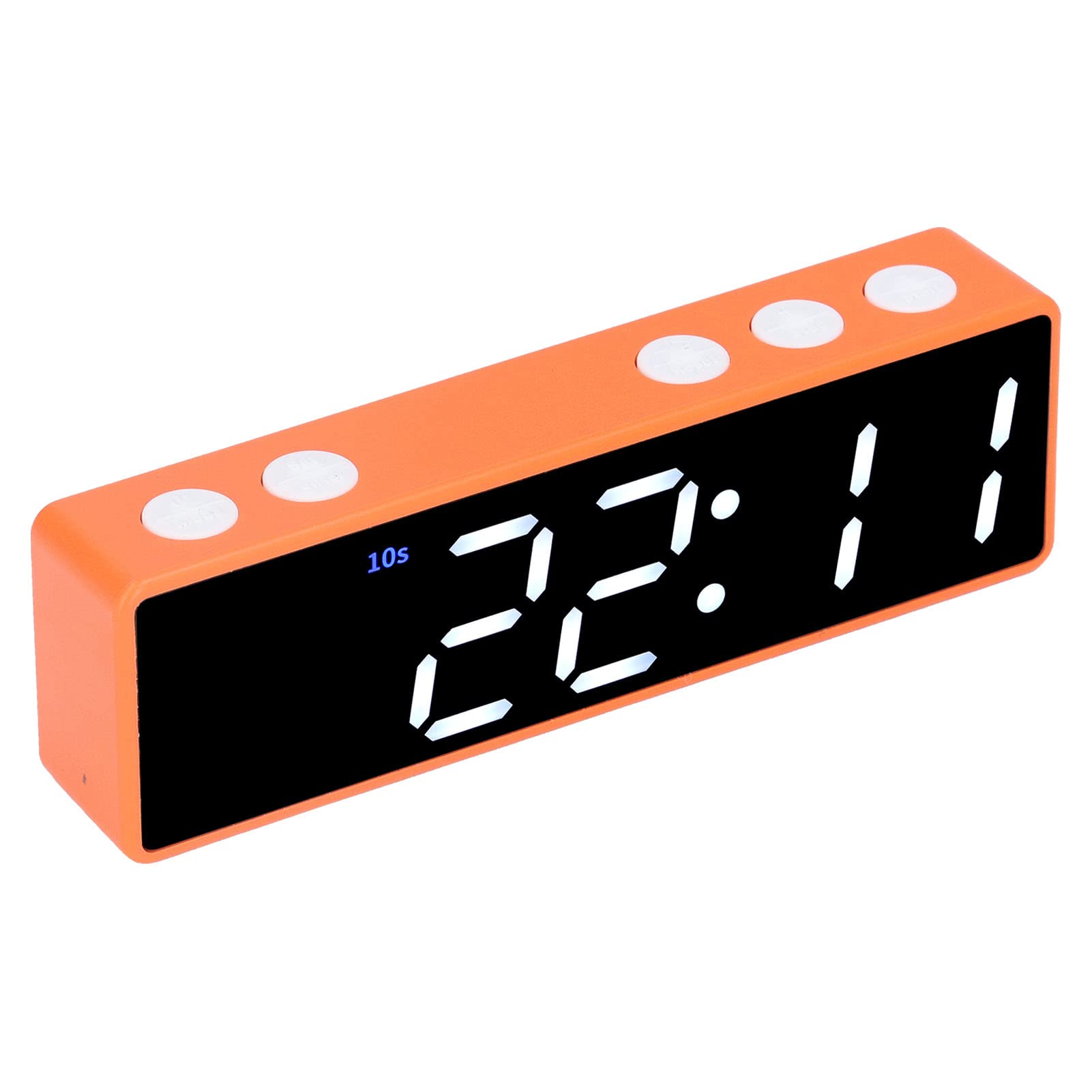 5-in-1 Digital Timer with Magnetic Back & Wear-Resistant Design - Countdown/Alarm/Clock/Timer/Stopwatch Function - Perfect for Office, Bedroom & Kitchen (Orange Frame + Green/White Display)