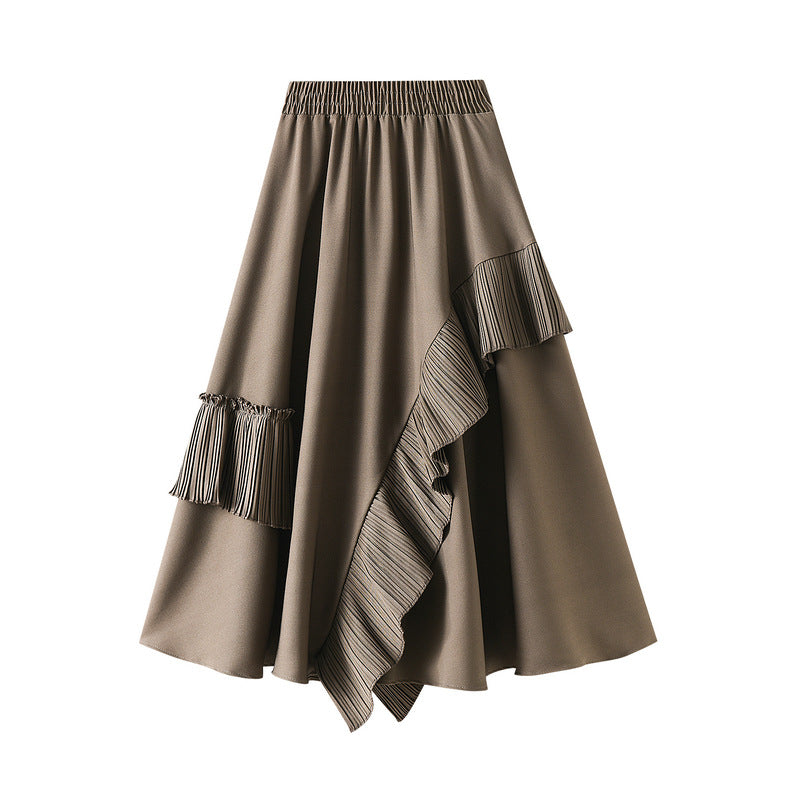 Women's A-Line Mid-Length Irregular Skirt - Stylish & Unique Design for Casual Wear, Office & Date Nights