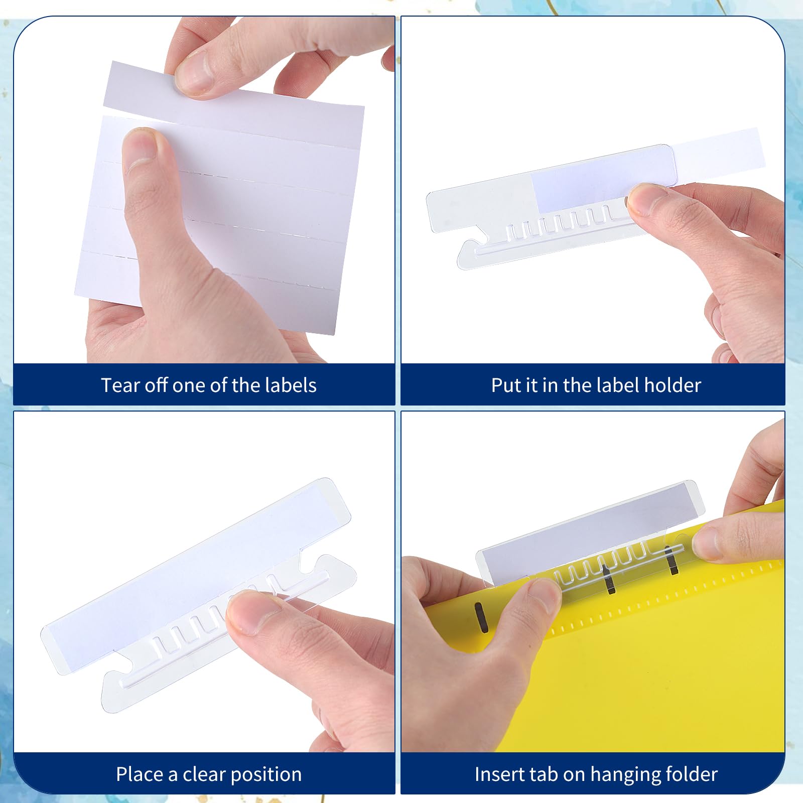 100Pcs 3.5 Inch Clear Plastic Hanging File Folder Tabs - Insertable Index Tabs for Office Organizers, School Supplies & Document Filing - Perfect for Back to School, Home Office & File Cabinet Organization