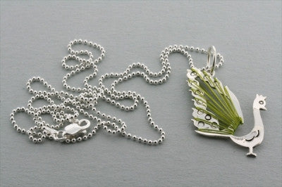 Elegant Peacock Wire Pendant Necklace with 45cm Green Ball Chain - Perfect for Boho Jewelry & Gift Giving