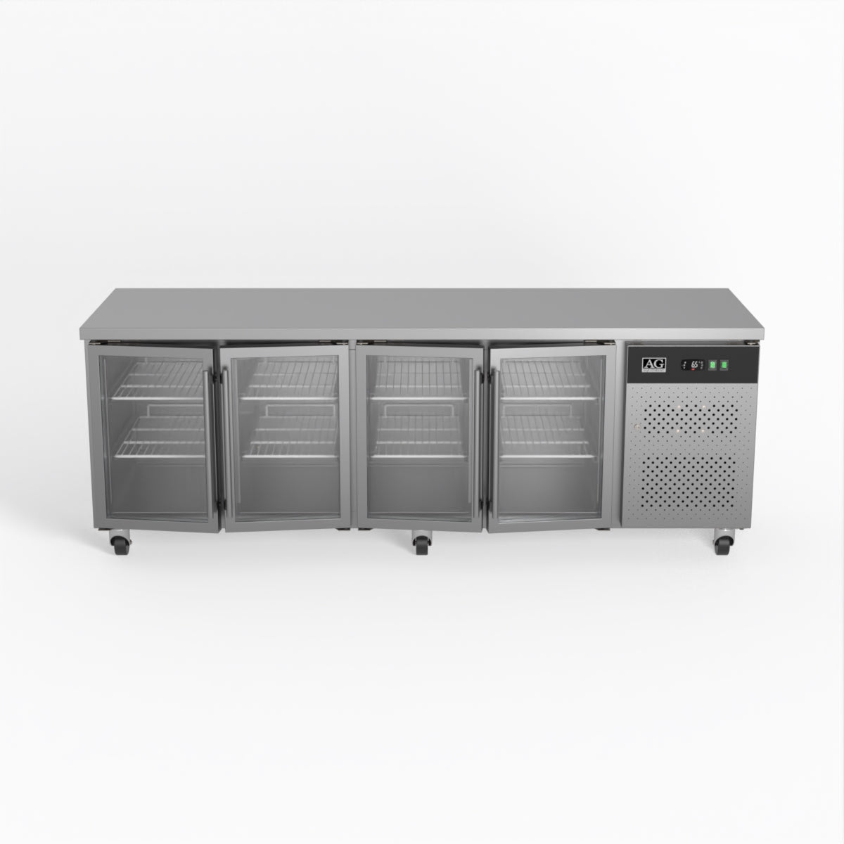 Commercial Refrigerator AG 4 Glass Door Worktop Fridge GNX4100TNG - Under Counter Freezer for Restaurants, Bars, and Cafes - Perfect for Food Storage and Beverage Cooling