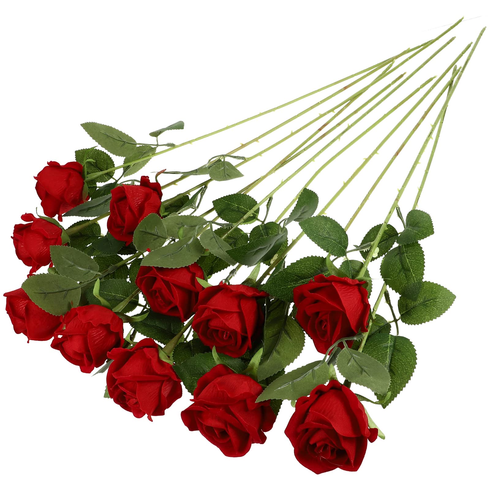 LUOZZY 11Pcs Artificial Red Rose Flowers with Stems - Fake Silk Rose Bouquet for Wedding Centerpieces, Bridal Shower, Home & Office Decor - Perfect for Table Arrangements, Party Decorations and Gift Giving