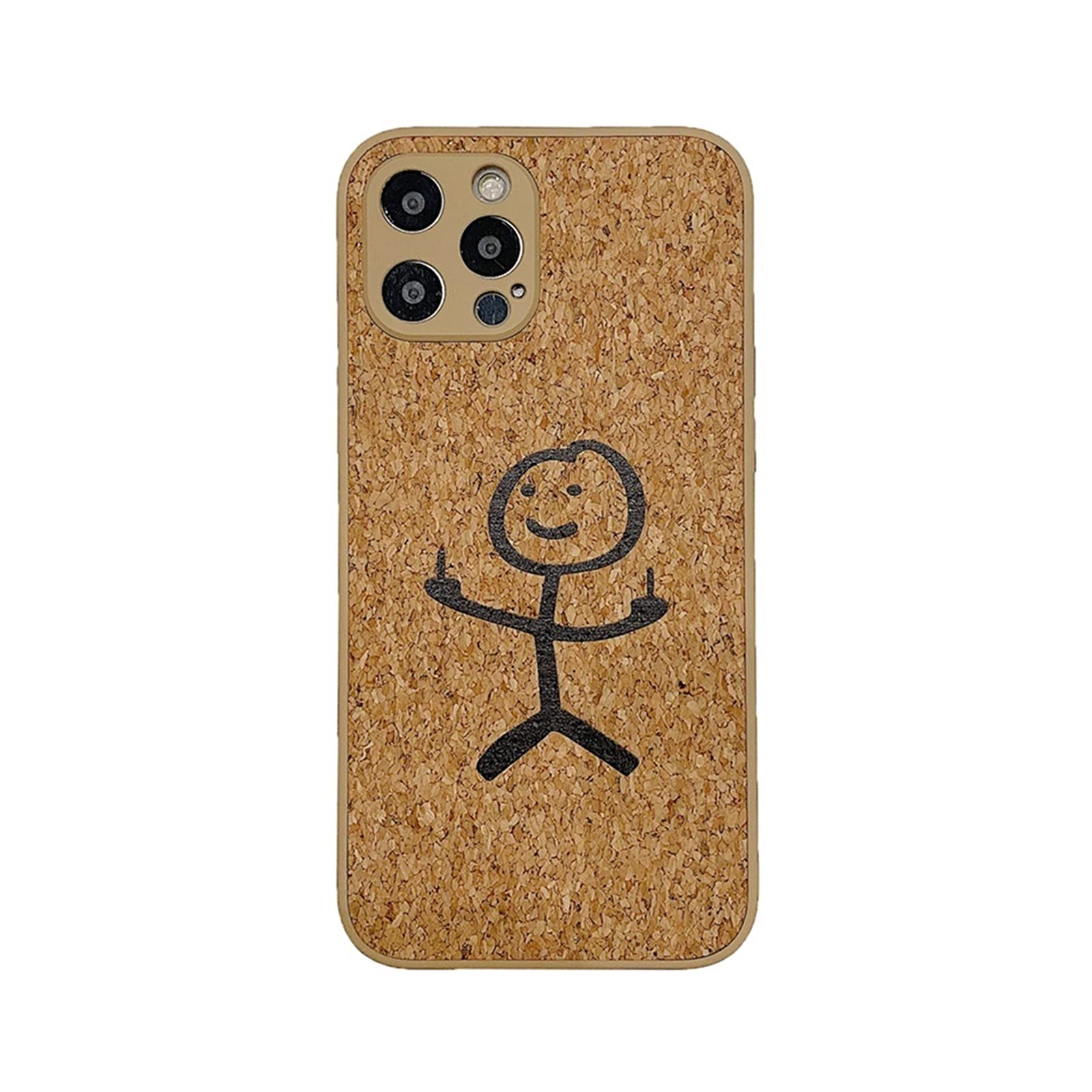 Cartoon Cork Fiber iPhone Case for iPhone 13/12/11 Pro Max, X/Xs/Xr, 8/7 Plus - Eco-Friendly Protective Cover with Unique Design | Perfect for Daily Use, Travel & Office