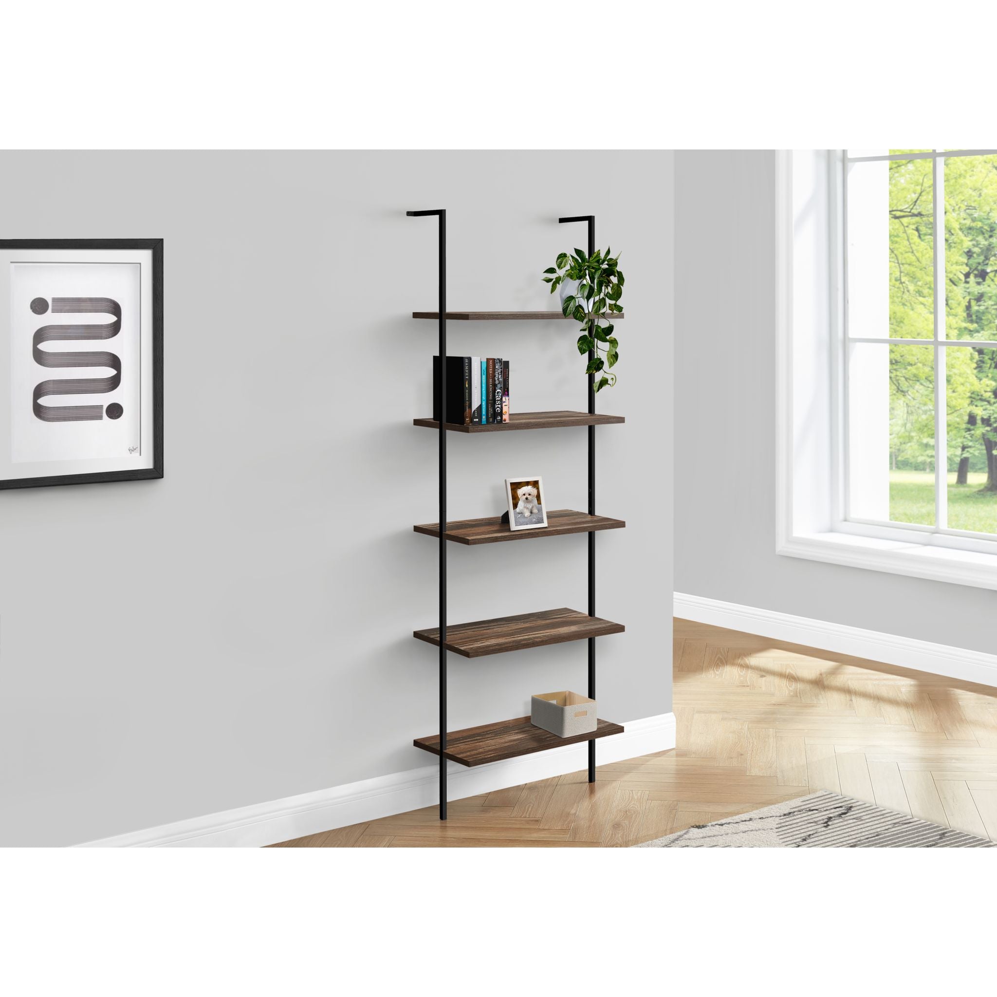 Modern Brea Book Shelf in Brown & Black - Stylish Wooden Bookshelf for Living Room, Office & Bedroom Storage