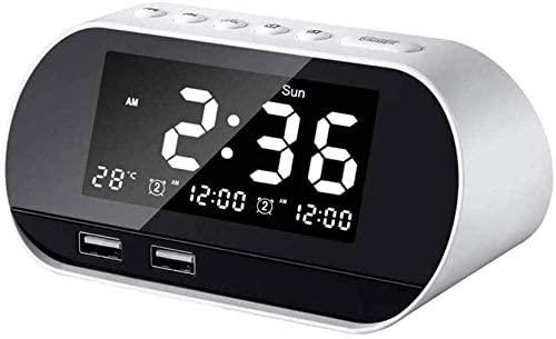 YPZ Digital Alarm Clock with USB Charger - 65-90dB Adjustable Volume, 0-100% Brightness Dimmer, Dual Power Outlets for Bedroom, Office & Travel - Perfect for Heavy Sleepers & Nightstand Charging