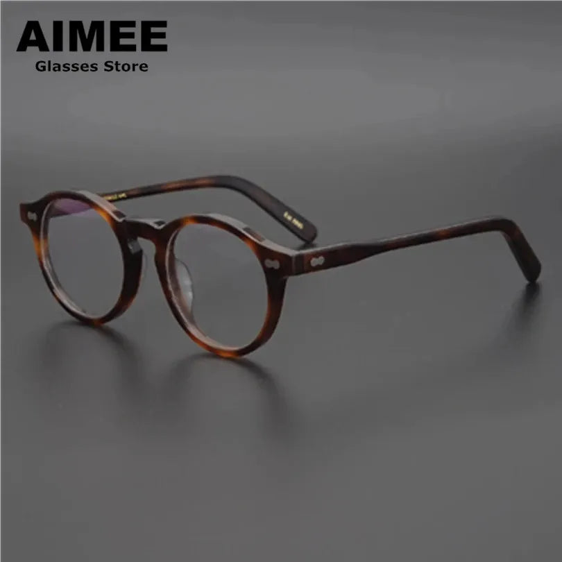 Aimee Unisex Full Rim Round Acetate Eyeglasses Frame 1201 - Stylish & Lightweight for Reading, Work, and Everyday Fashion