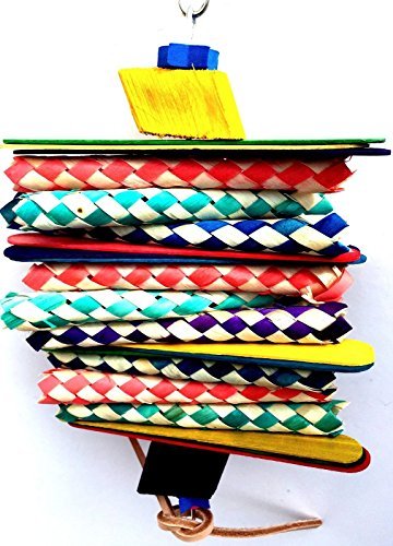 Bonka Bird Toys 1081 - 4 Step Shred Bird Toy for Parrots, African Greys, Conures & Cockatiels | Durable Cage Toy for Mental Stimulation & Beak Exercise | Perfect for Playtime & Foraging Activities