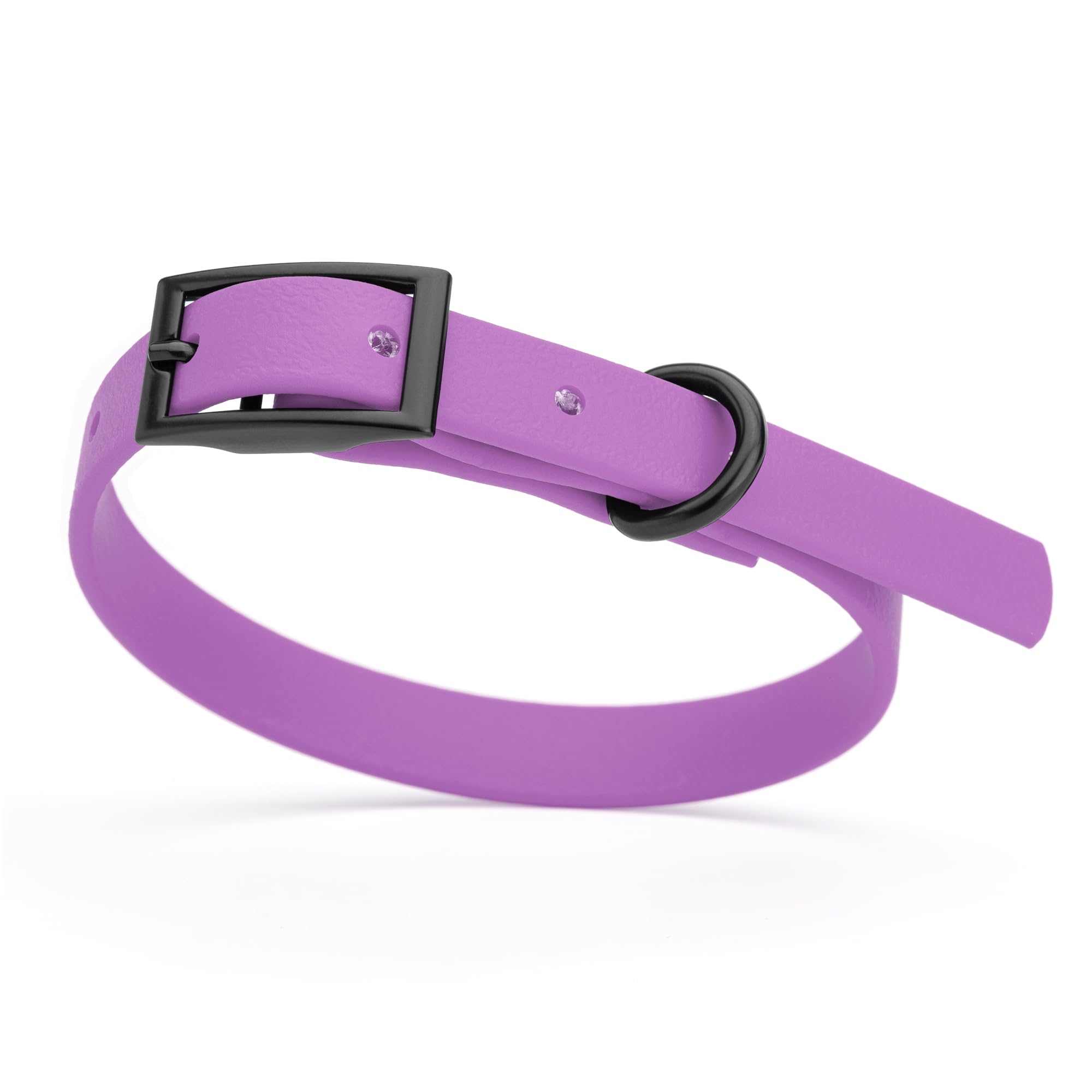 **Premium Waterproof Biothane Dog Collar - Durable Coated Nylon Webbing with Black Hardware | Odor-Proof, Easy to Clean & Low Maintenance | Fits Small, Medium & Large Dogs | Amethyst Purple | Perfect for Outdoor Adventures, Hiking & Swimming**