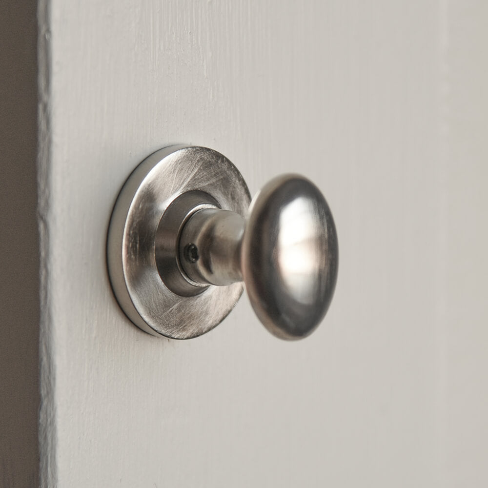 Satin Nickel Oval Bathroom Thumbturn Lock - Elegant Privacy Door Knob for Bathroom, Bedroom & Closet - Perfect for Home and Office Use
