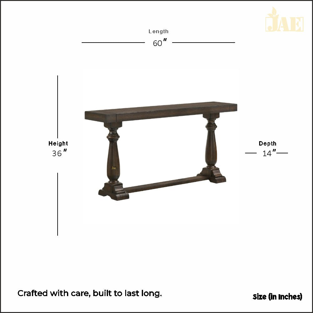 French Provincial Style Walnut Pillar Console Table - Elegant Entryway & Hallway Decor for Home & Office