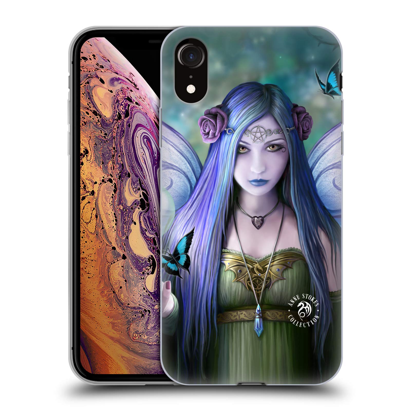 Officially Licensed Anne Stokes Mystic Aura Fairies Soft Gel Phone Case - Compatible with Apple iPhone XR | Cute Protective Cover for Women Girls | Perfect Gift for Fairy Lovers & Fantasy Fans