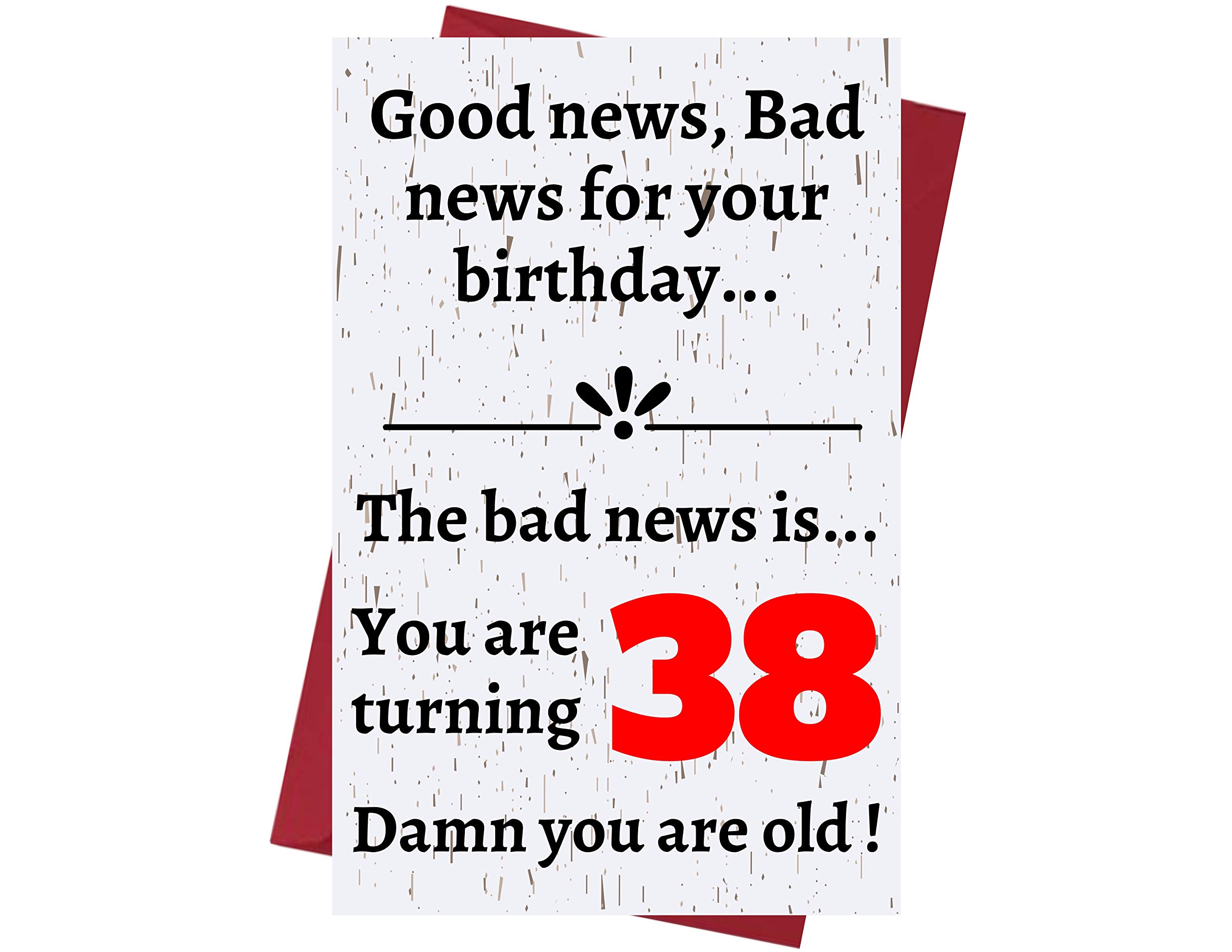 38th Birthday Cards - Funny Offensive Rude Sarcastic Greeting Cards for Women & Men | Perfect for 38 Year Old Birthday Gifts & Anniversaries | Great for Office Parties, Prank Gifts & Humorous Celebrations