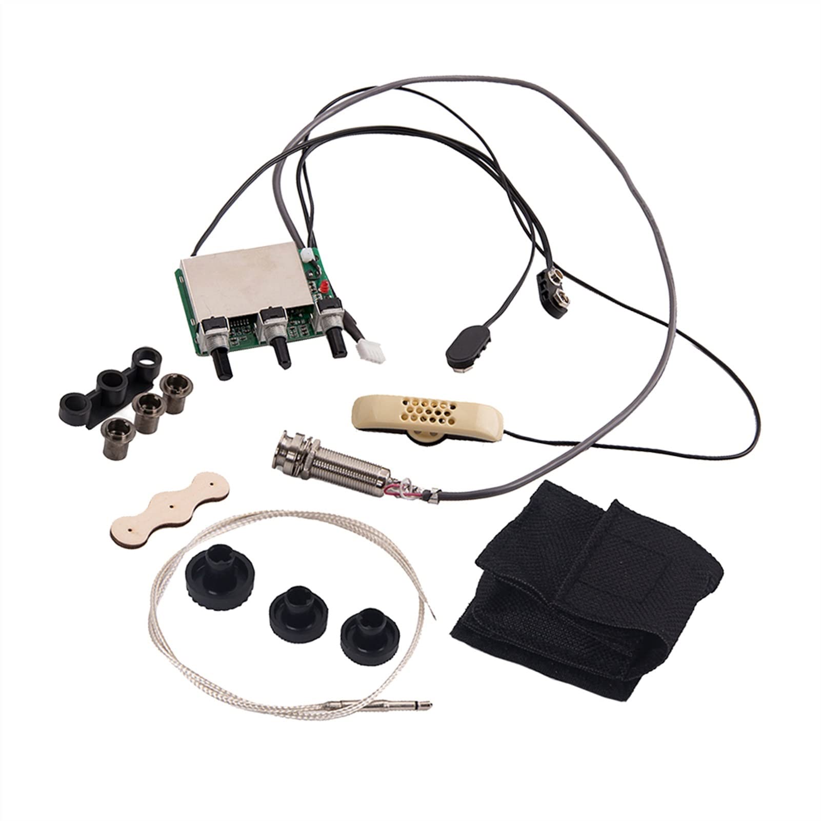 Acoustic Guitar Pickup - Piezo EQ Preamp with Wiring Harness for Folk & DIY Guitars | Perfect for Live Performances & Home Recording