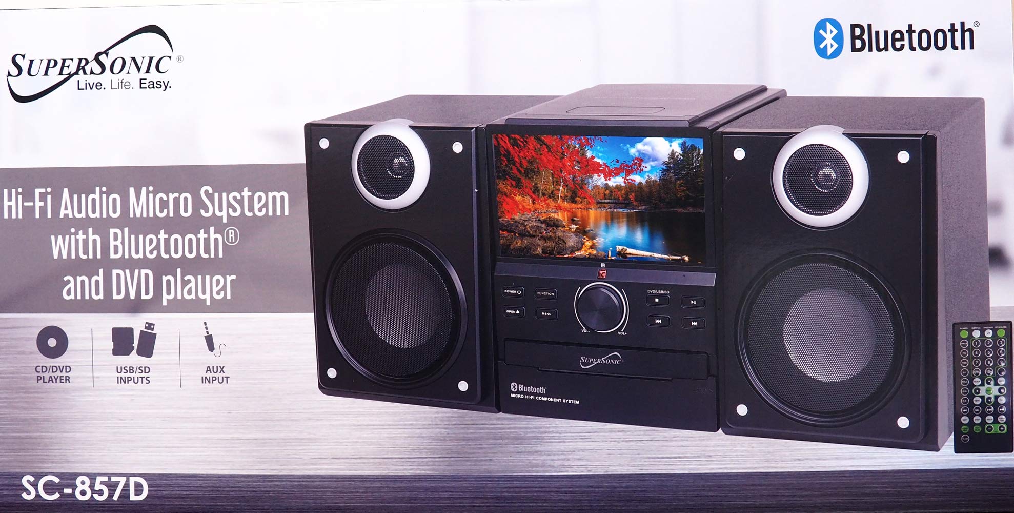 SuperSonic SC-857D Hi-Fi Bluetooth Audio Micro System with DVD Player - Premium Sound Quality, Wireless Streaming - Perfect for Home Theater, Parties & Office Use - Black