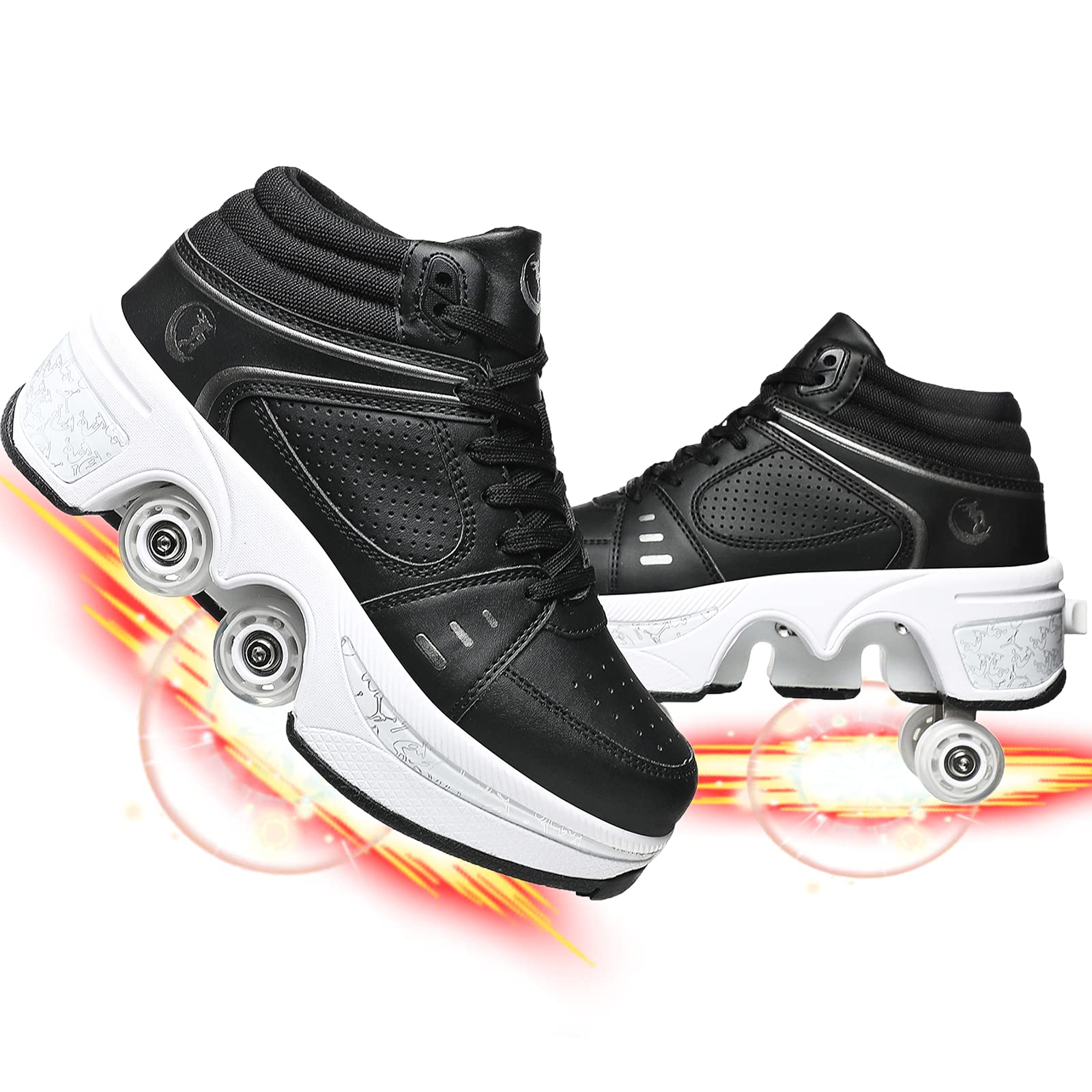 Unisex Roller Skate Shoes - Convertible Walking Sneakers for Men & Women | Outdoor Sports, Parkour & Casual Wear | Comfortable Deformation Roller Skates for Recreation & Fitness
