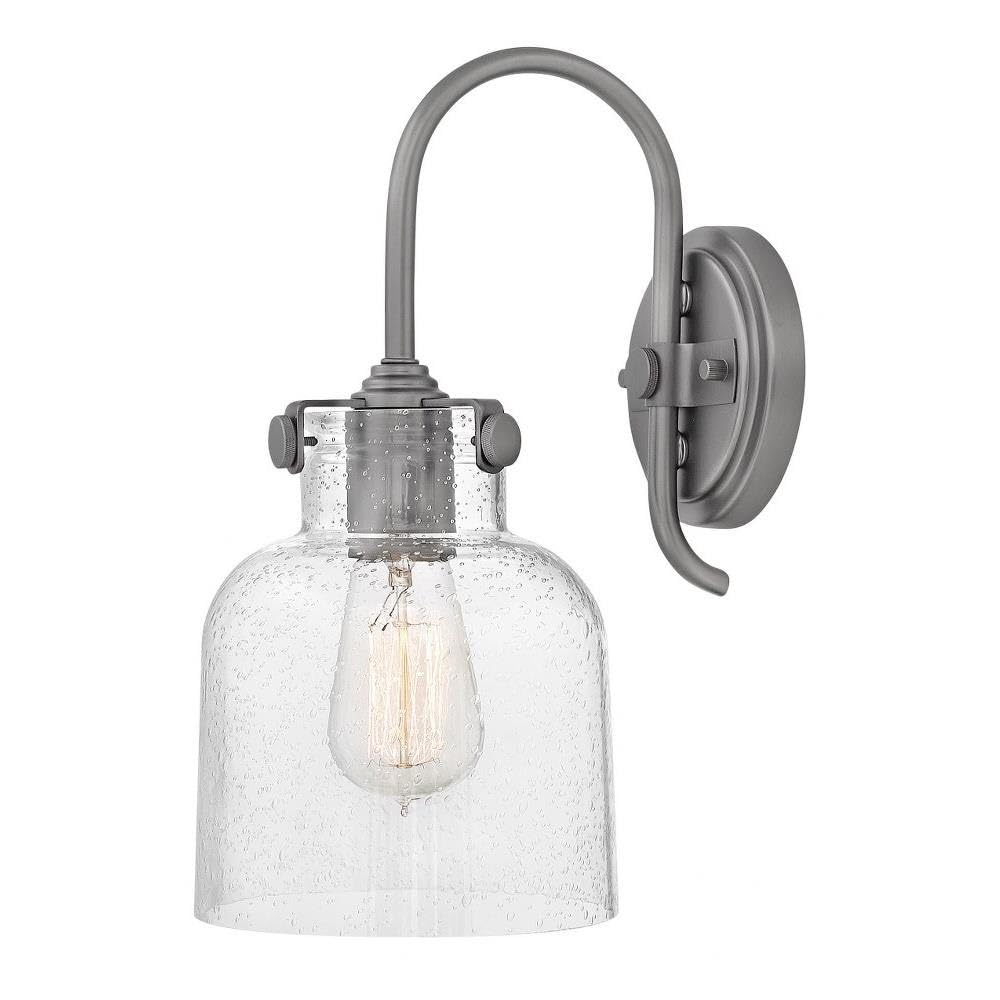 Antique Nickel Finish Traditional Steel Wall Sconce with Clear Seedy Glass - 13.25