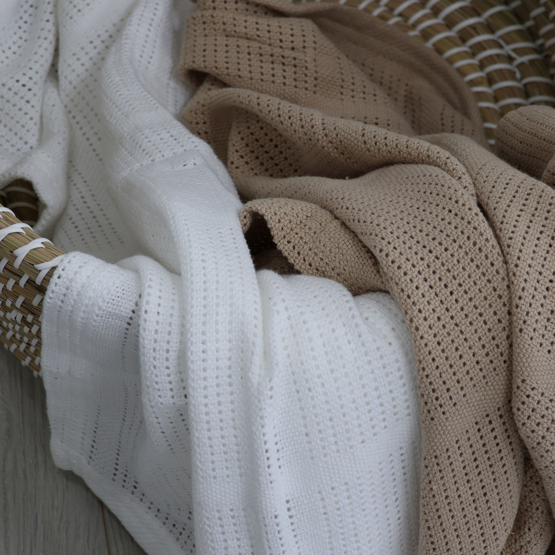 Organic Cotton 2-Pack Baby Cellular Blankets - Breathable & Soft for Newborns & Toddlers - Perfect for Nursery, Stroller & Car Seat - Chestnut Brown