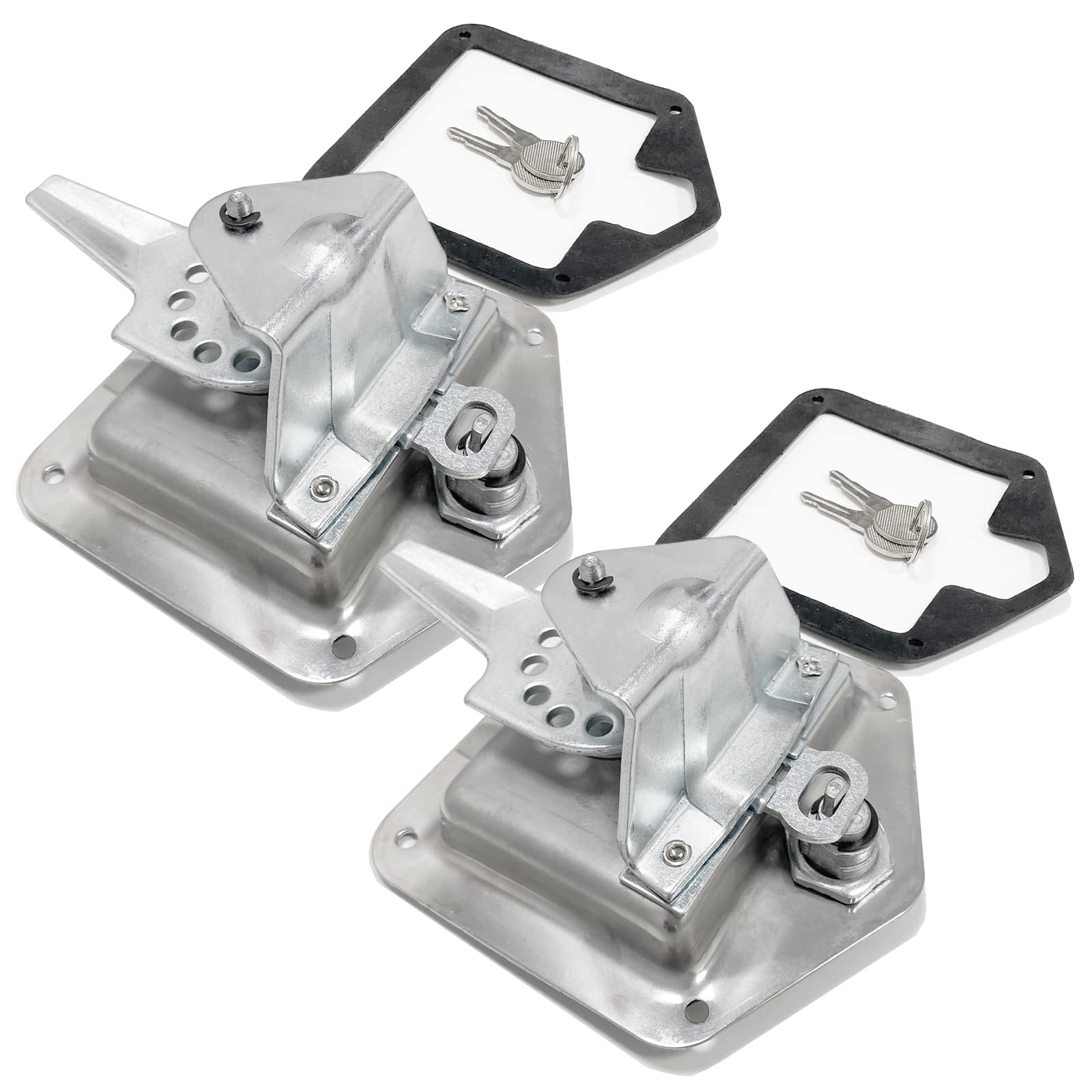2 Pack Stainless Steel T-Latch Handle Lock with Keys - Heavy Duty RV Camper Trailer Toolbox Door Replacement Lock - Weatherproof for Outdoor Use on Trucks, Trailers & Storage Boxes