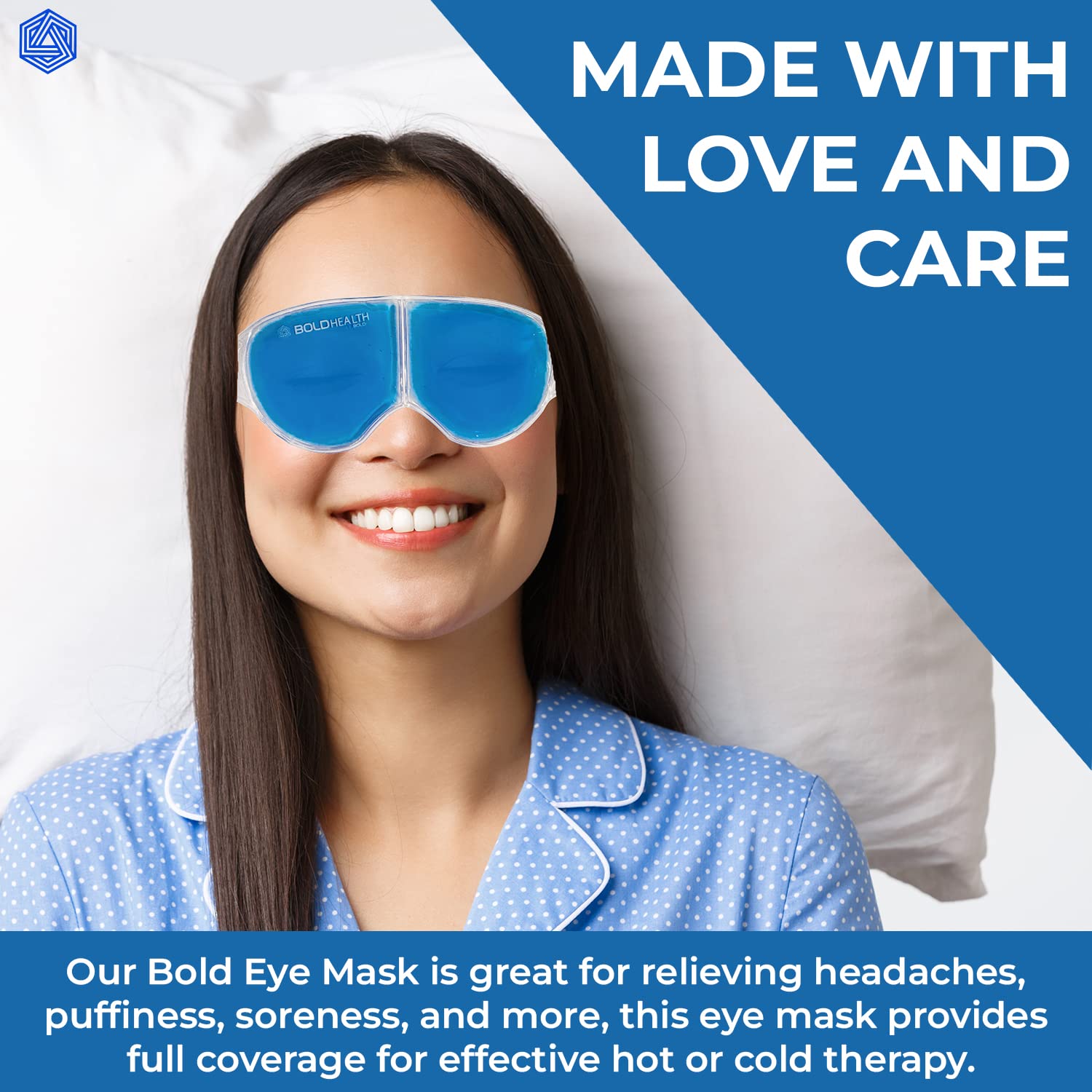 **BoldHealth Cooling Gel Eye Mask for Dark Circles & Dry Eyes Relief - Reusable Stretchable Eye Patches for Pain, Redness & Relaxation - Perfect for Men & Women (Blue) - Ideal for Travel, Work & Sleep**