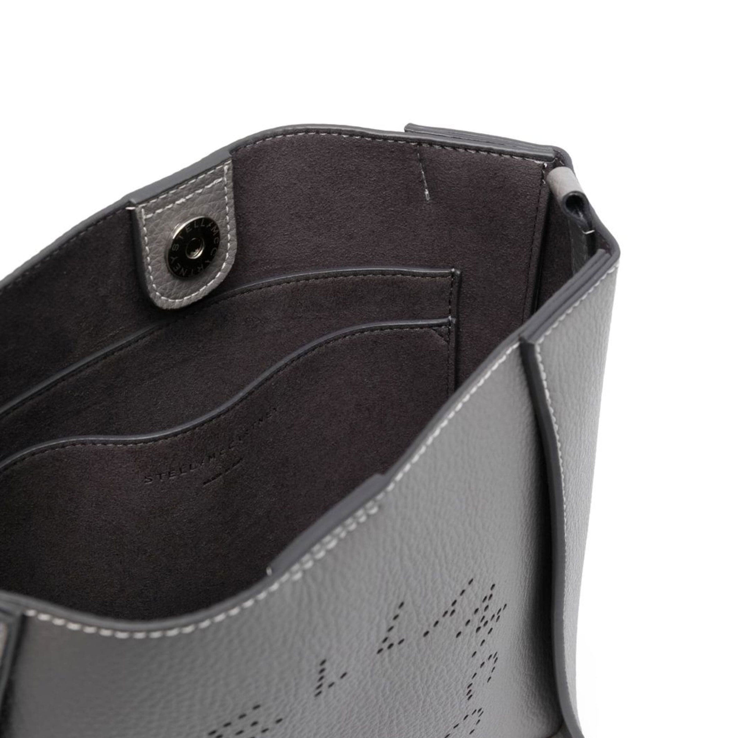 Stella Logo Mini Crossbody Hobo Bag - Grain Perforated Leather in Smoke Color | Perfect for Everyday Use, Travel & Casual Outings